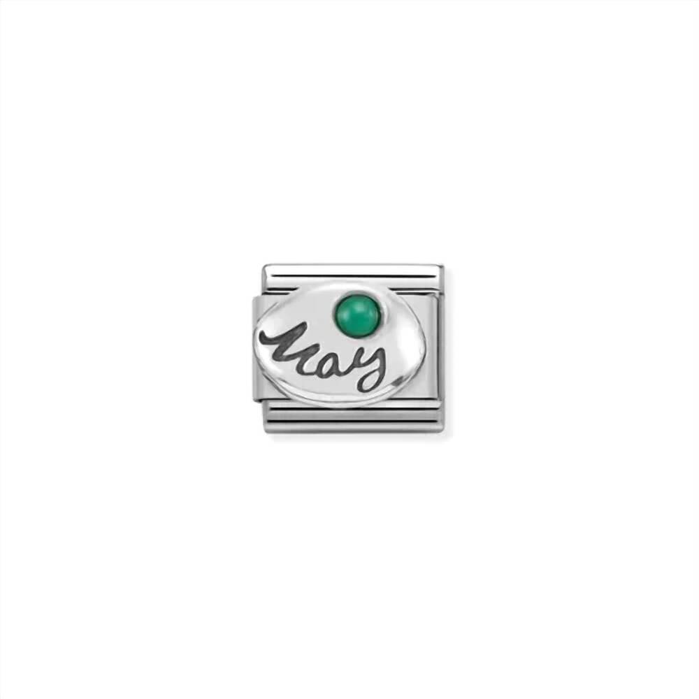 NEW NOMINATION unisex birth stones links bracelet in may emerald silver